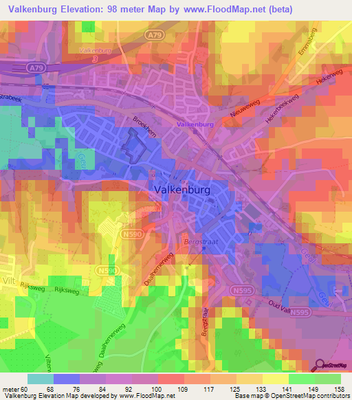 Valkenburg,Netherlands Elevation Map