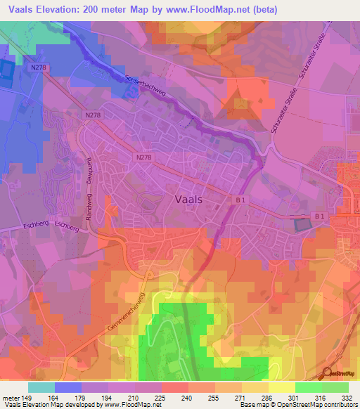 Vaals,Netherlands Elevation Map