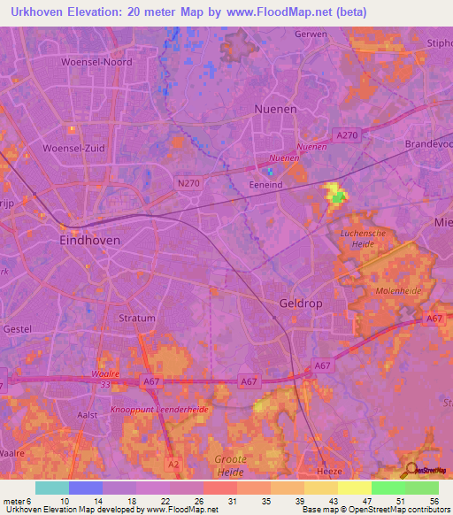Urkhoven,Netherlands Elevation Map