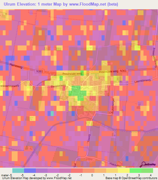 Ulrum,Netherlands Elevation Map