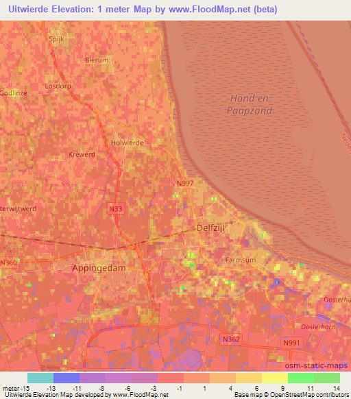 Uitwierde,Netherlands Elevation Map