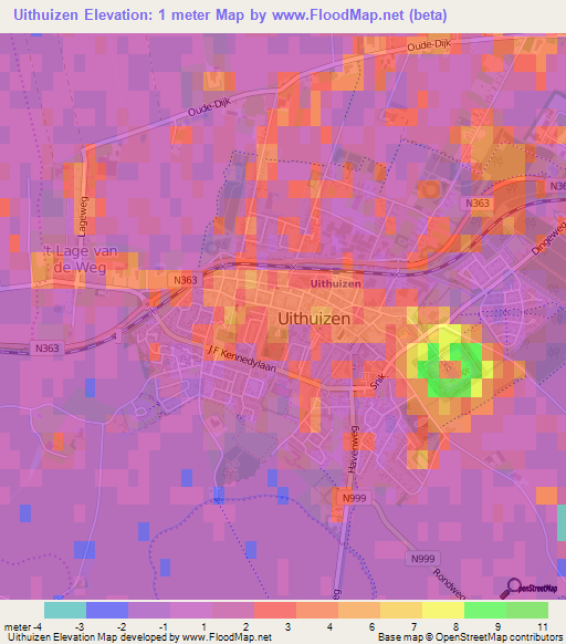 Uithuizen,Netherlands Elevation Map