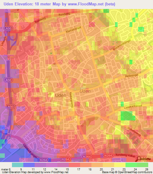 Uden,Netherlands Elevation Map