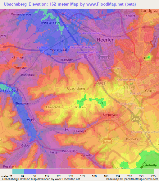 Ubachsberg,Netherlands Elevation Map