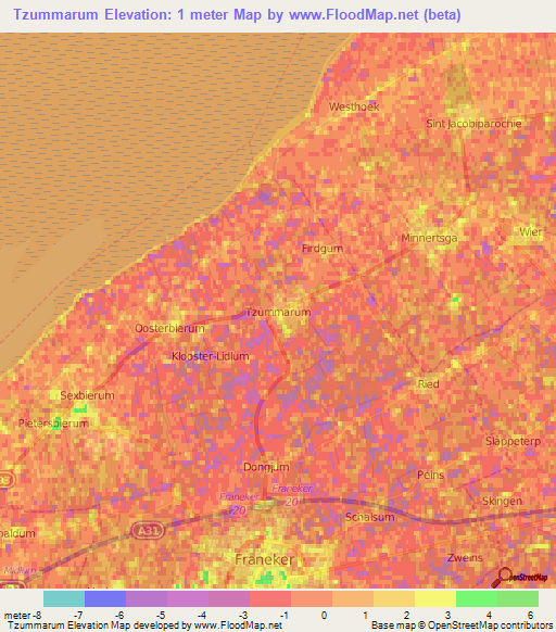 Tzummarum,Netherlands Elevation Map
