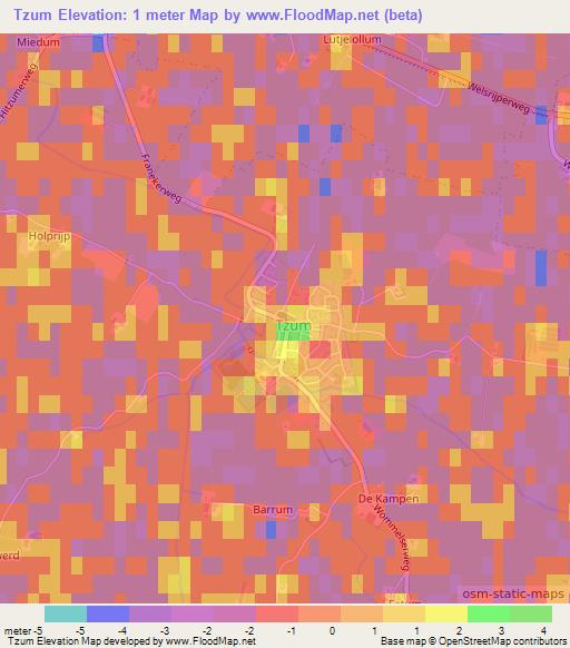 Tzum,Netherlands Elevation Map