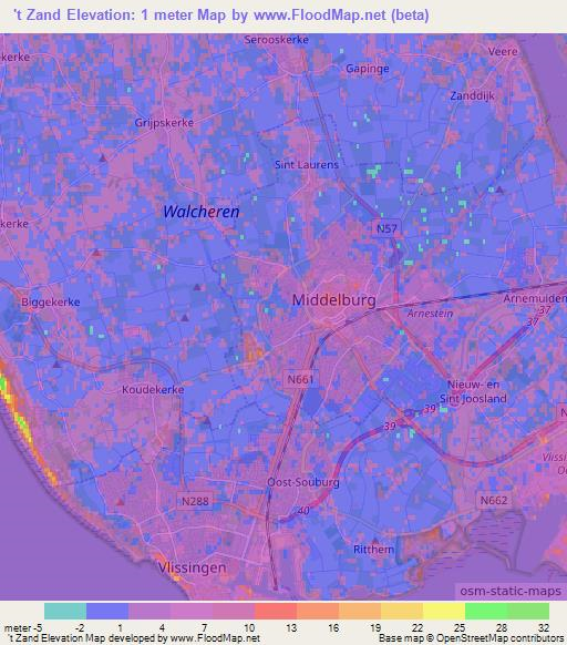 't Zand,Netherlands Elevation Map