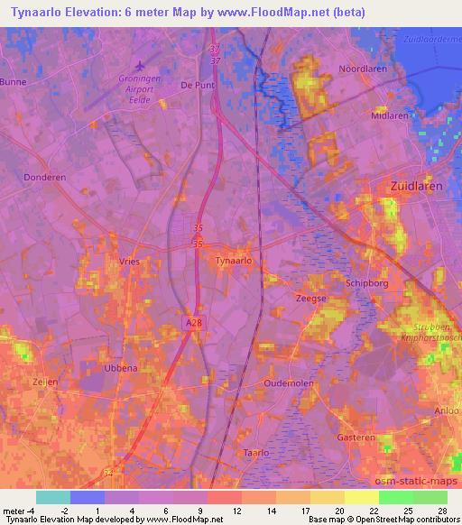 Tynaarlo,Netherlands Elevation Map