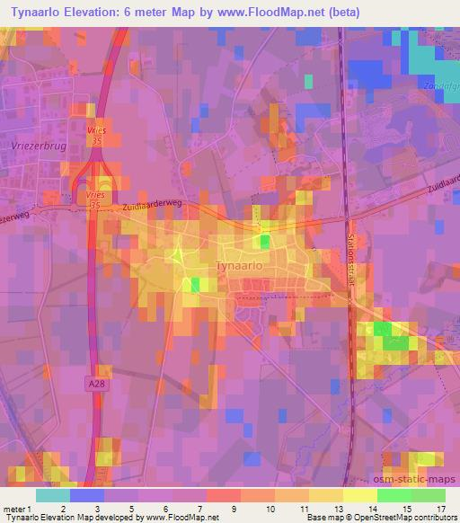 Tynaarlo,Netherlands Elevation Map
