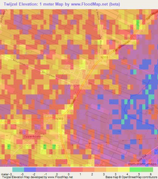 Twijzel,Netherlands Elevation Map