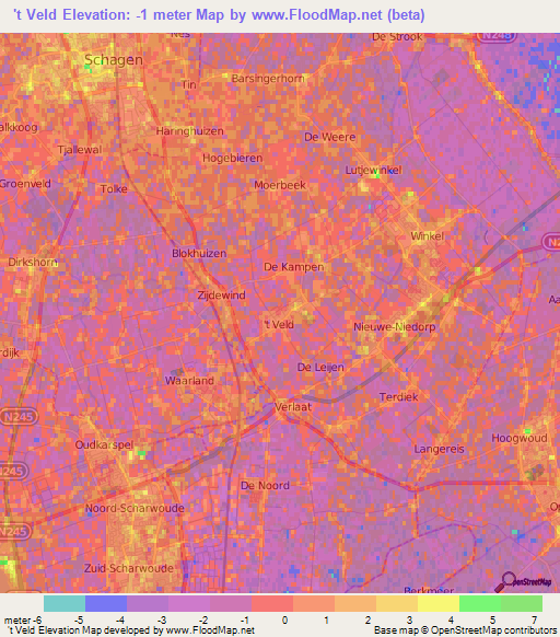 't Veld,Netherlands Elevation Map