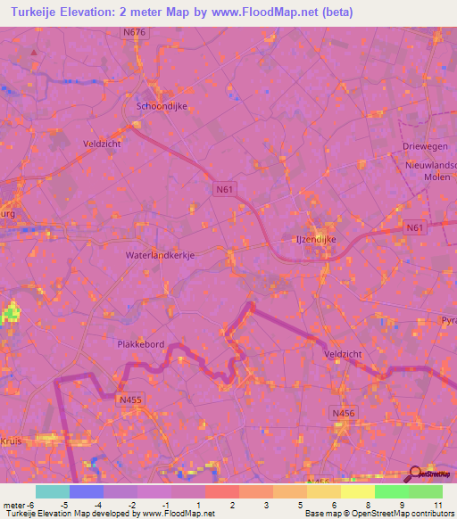 Turkeije,Netherlands Elevation Map