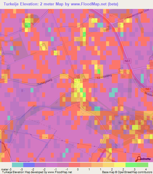 Turkeije,Netherlands Elevation Map