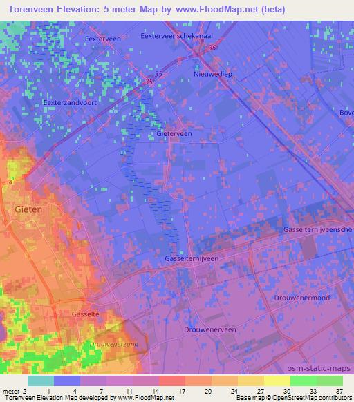 Torenveen,Netherlands Elevation Map
