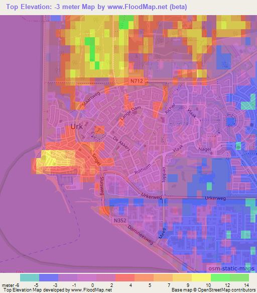 Top,Netherlands Elevation Map