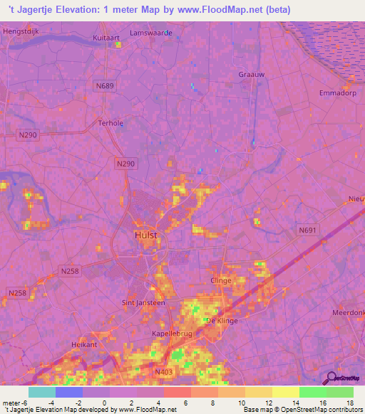 't Jagertje,Netherlands Elevation Map