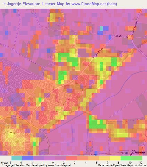 't Jagertje,Netherlands Elevation Map