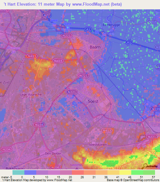 't Hart,Netherlands Elevation Map