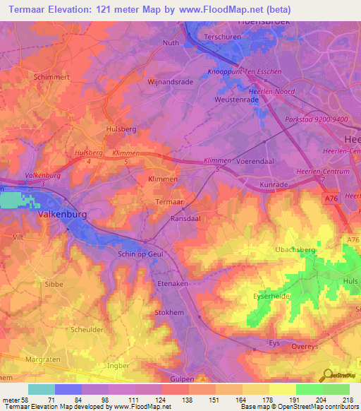 Termaar,Netherlands Elevation Map