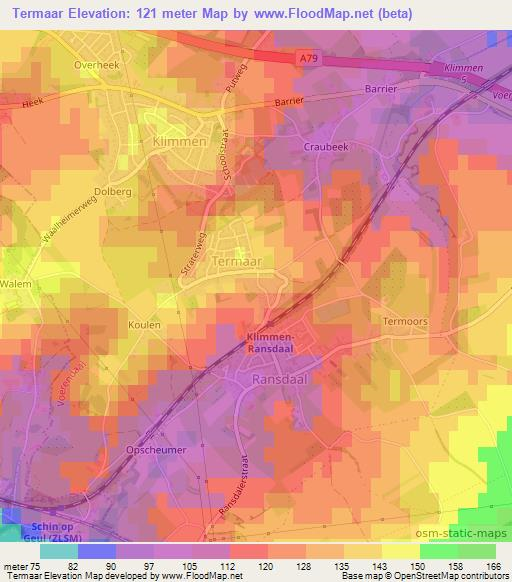 Termaar,Netherlands Elevation Map