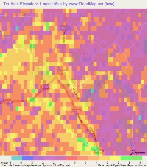 Ter Hole,Netherlands Elevation Map