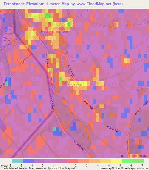 Terhofstede,Netherlands Elevation Map