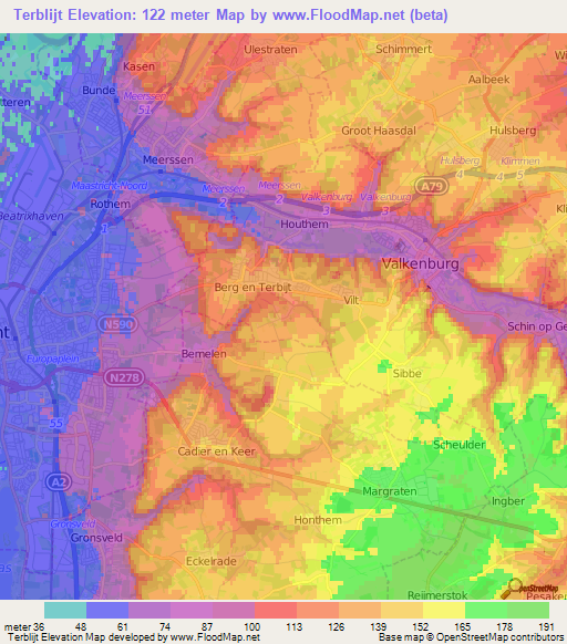 Terblijt,Netherlands Elevation Map
