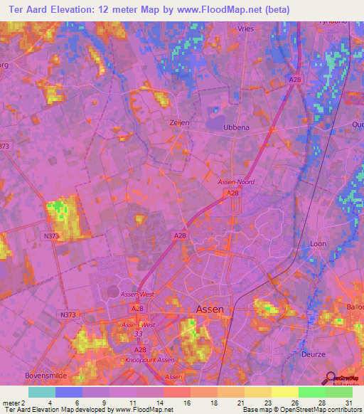 Ter Aard,Netherlands Elevation Map