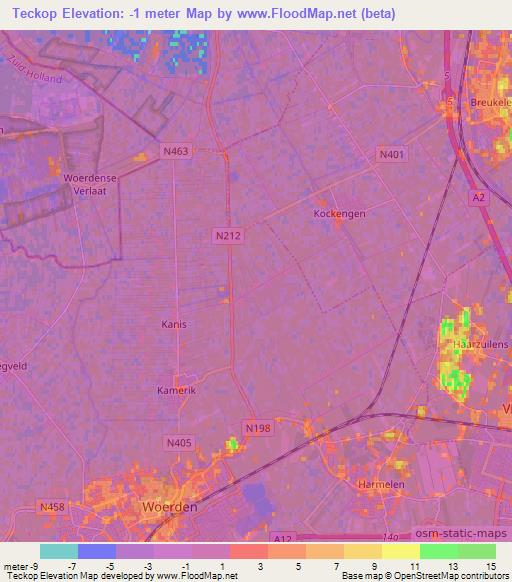 Teckop,Netherlands Elevation Map