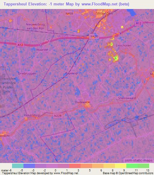 Tappersheul,Netherlands Elevation Map