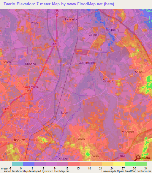 Taarlo,Netherlands Elevation Map