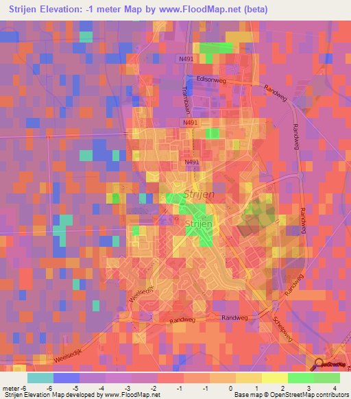 Strijen,Netherlands Elevation Map