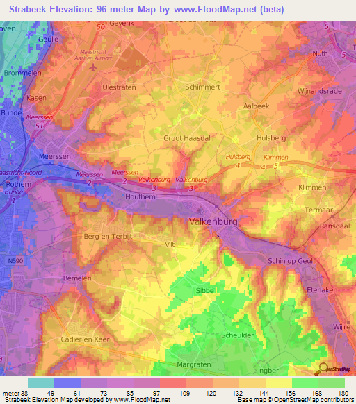 Strabeek,Netherlands Elevation Map