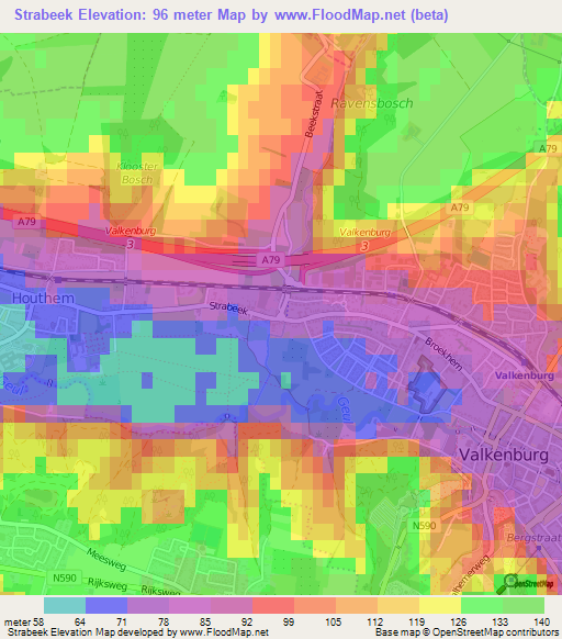 Strabeek,Netherlands Elevation Map