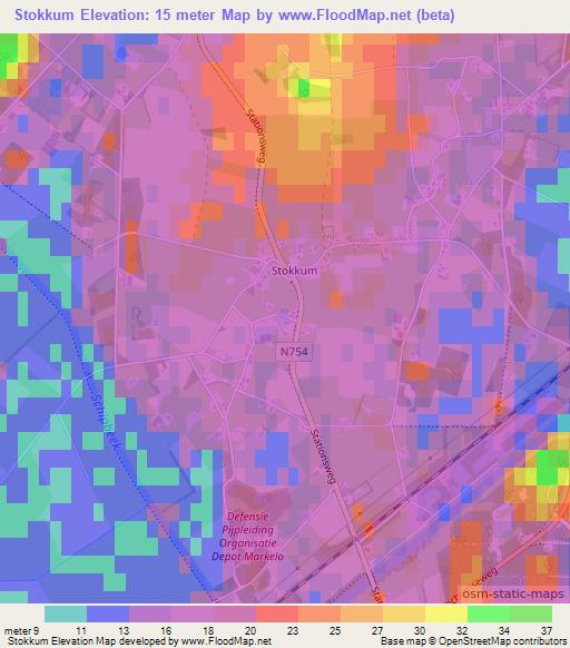 Stokkum,Netherlands Elevation Map