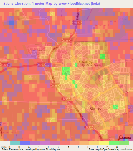 Stiens,Netherlands Elevation Map