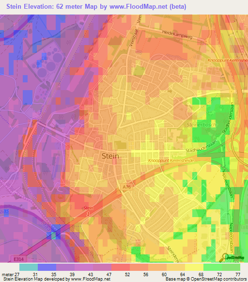 Stein,Netherlands Elevation Map