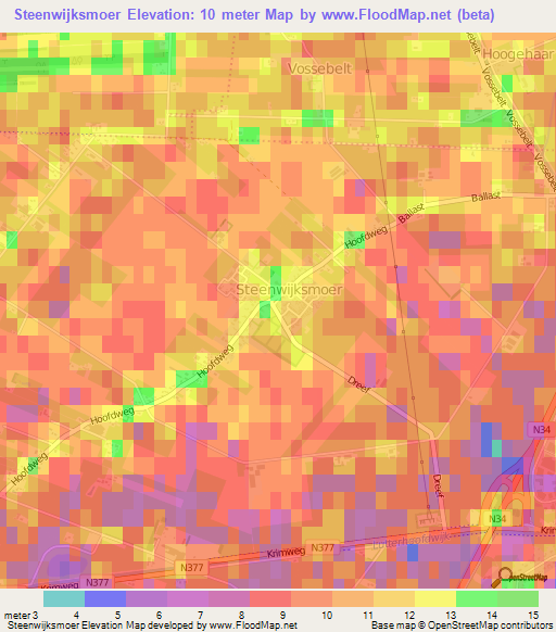 Steenwijksmoer,Netherlands Elevation Map