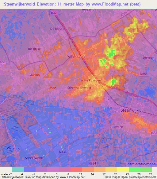 Steenwijkerwold,Netherlands Elevation Map