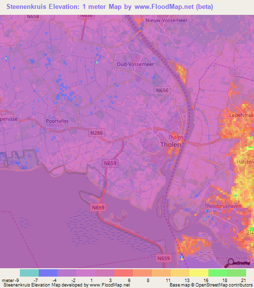 Steenenkruis,Netherlands Elevation Map