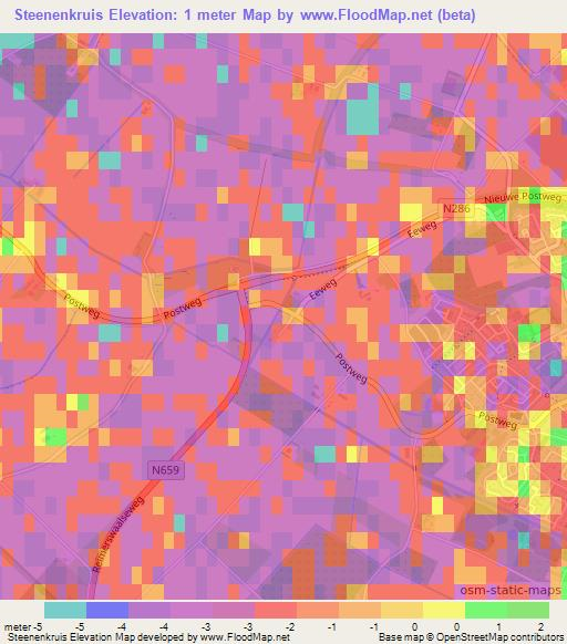 Steenenkruis,Netherlands Elevation Map