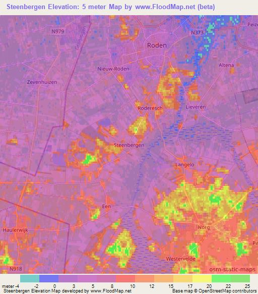 Steenbergen,Netherlands Elevation Map