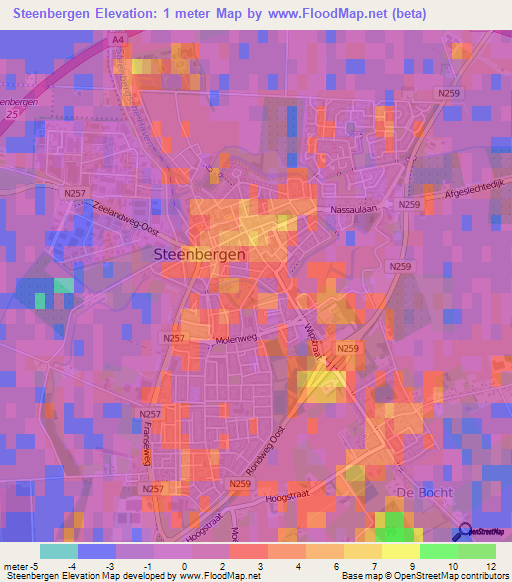Steenbergen,Netherlands Elevation Map