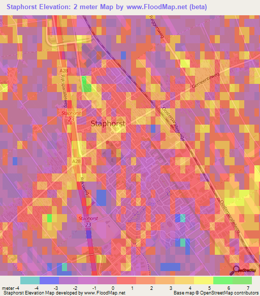 Staphorst,Netherlands Elevation Map