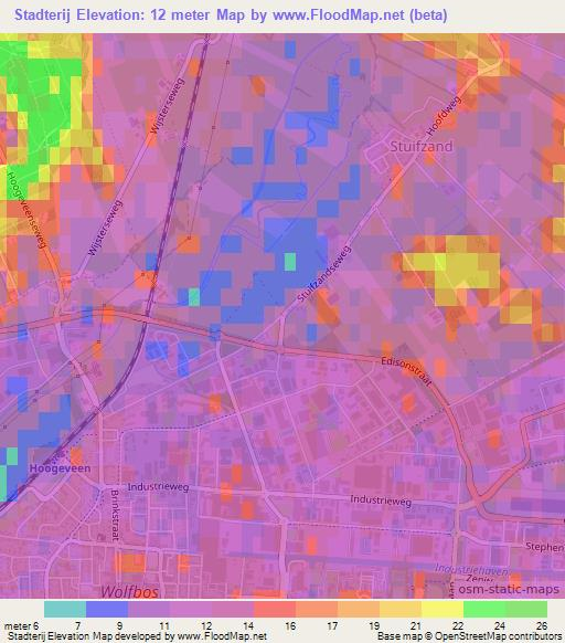 Stadterij,Netherlands Elevation Map