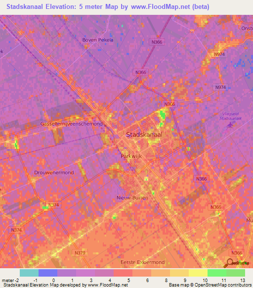 Stadskanaal,Netherlands Elevation Map