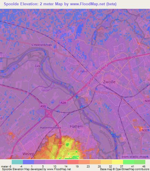 Spoolde,Netherlands Elevation Map
