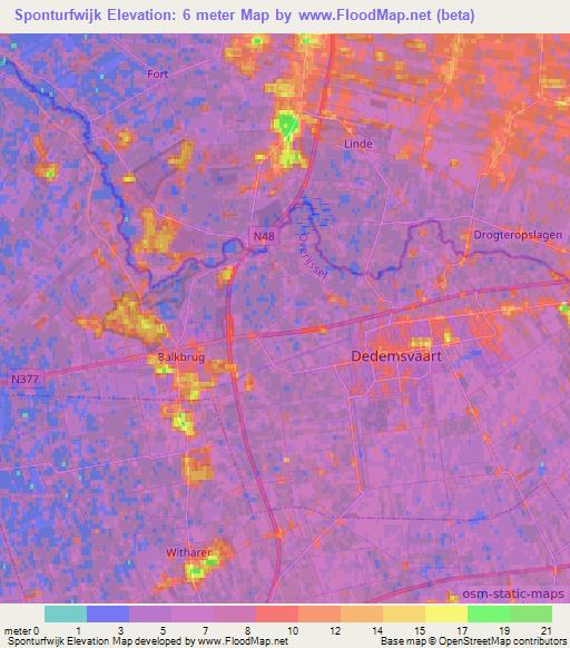 Sponturfwijk,Netherlands Elevation Map