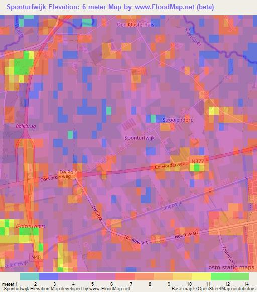Sponturfwijk,Netherlands Elevation Map
