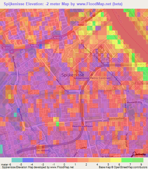 Spijkenisse,Netherlands Elevation Map